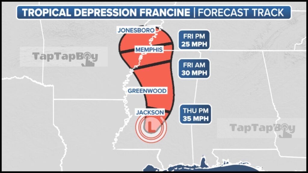 Tropical Depression Francine Brings Flooding and Tornado Threats Across the South